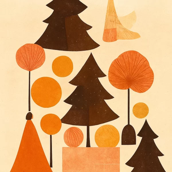 Art Print Cute Pine Tree Composition